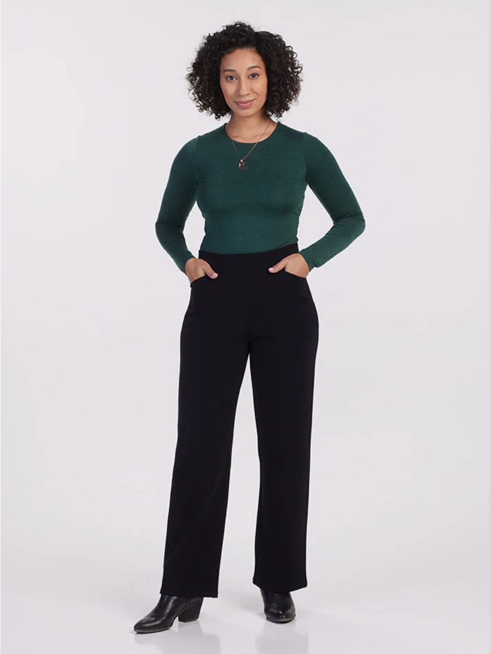 WOOLX ‘Ellie’ Wide Leg Wool Pants in Black - Picture 2 of 11